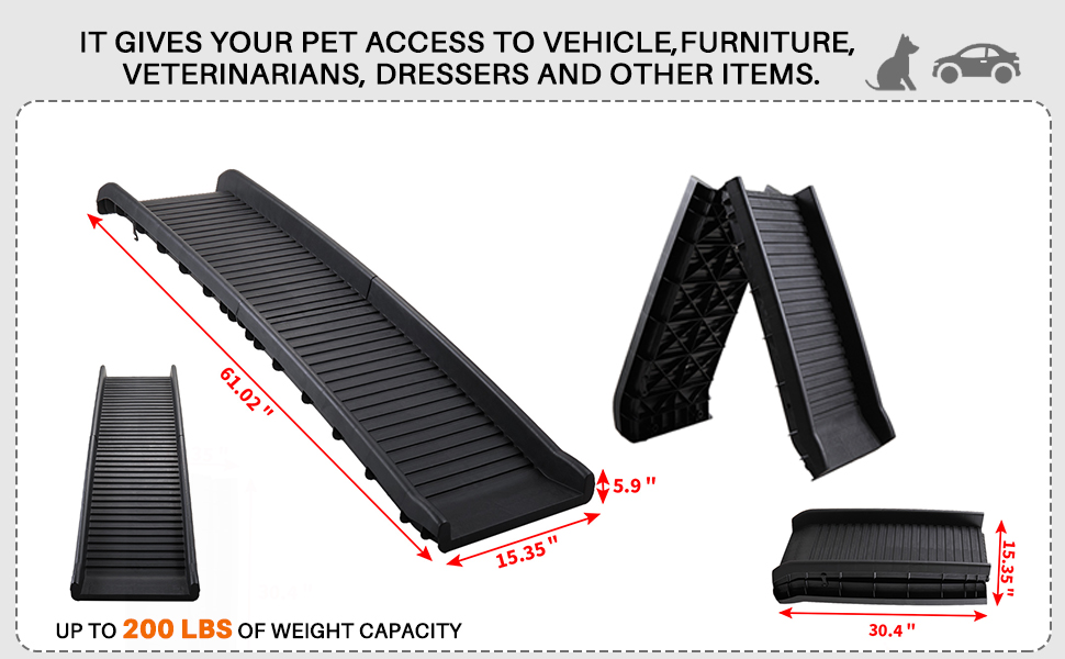 Portable Folding Black Pet Dog Ramp with Nonslip Surface for Car Travel 2481aeef 8173 4bcb 918a 66eb3623ae2b. CR00970600 PT0 SX970 V1