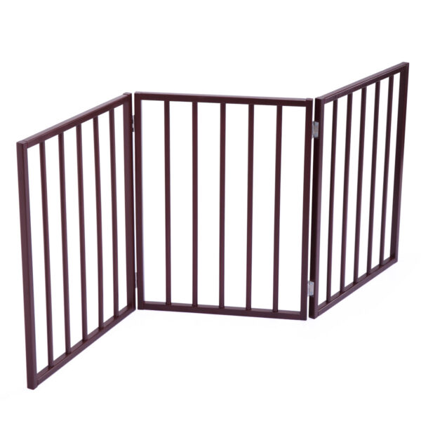 24" High Folding Safety Pet Fence for Dogs, Light Espresso CW12A0234 9
