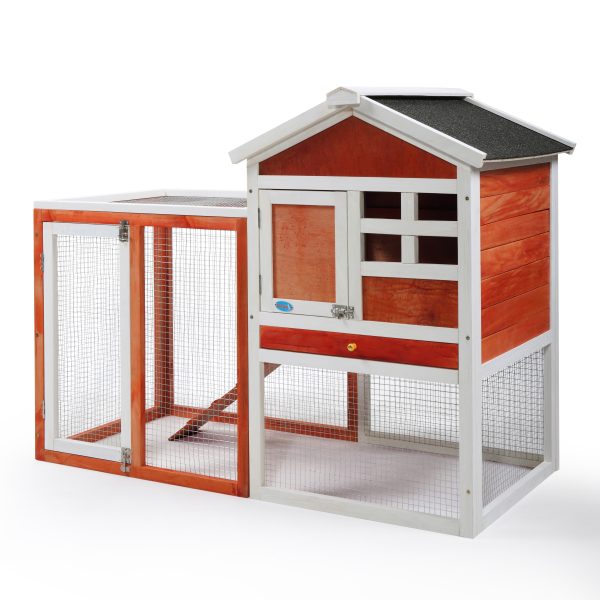 Two-Story Wooden Rabbit Hutch Chicken Coop Indoor Outdoor, Red CW12P0298 15 scaled