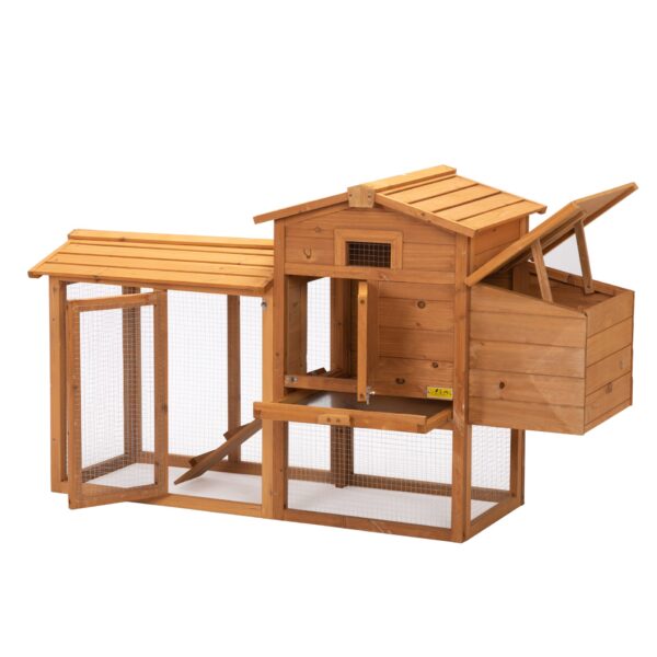 Wood Rabbit Hutch Pet Bunny House Cage with Ventilation Gridding Fences CW12Y0413 4