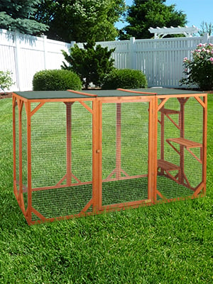 Rustic Wooden Outdoor Cat Pet Enclosure Cage Playpen Kennel with 3 Platforms DM 20220530134438 001