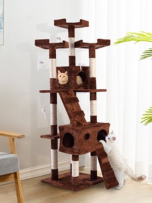 Sturdy Cat Tree Tower Condo for Multiple Cats with 2 Boxes and 3 Perches DM 20220530163347 002