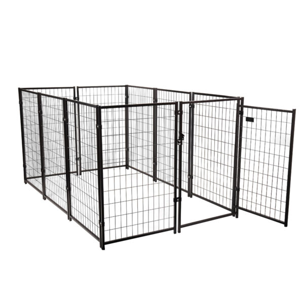 10-Panel Foldable Dog Playpen Crate with Door Heavy-Duty Pet Exercise Fence Barrier DM 20220531110228 001