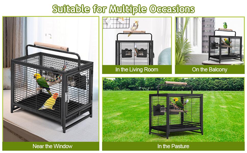 18.9 Inch Protable Travel Parrot Bird Cages with Slide-out Tray and Mesh Panel DM 20220531165803 001