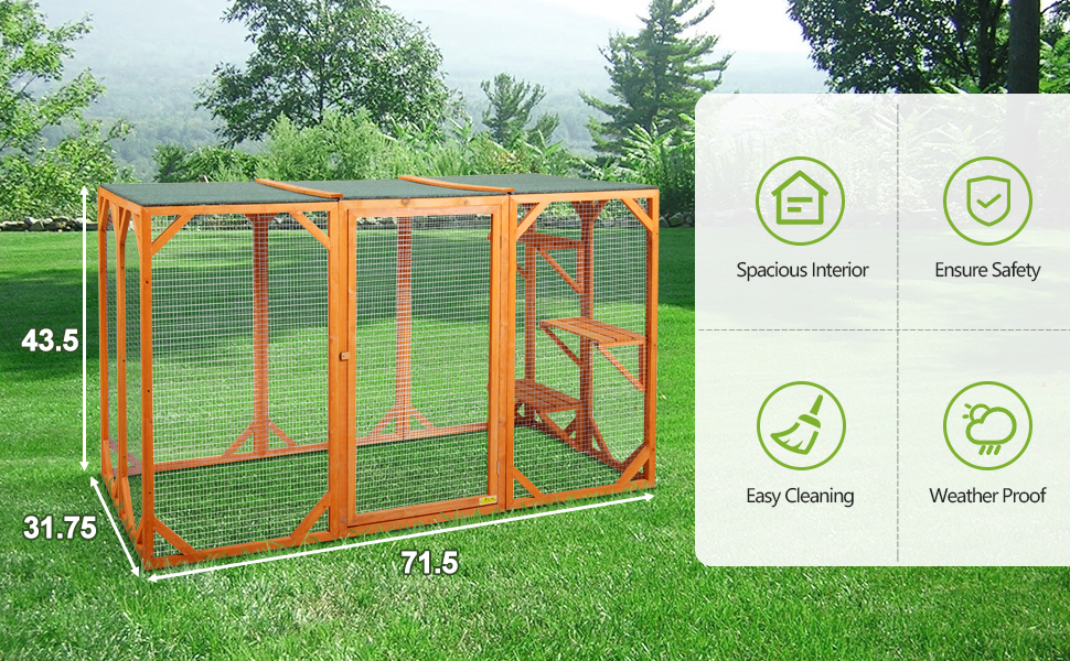 Rustic Wooden Outdoor Cat Pet Enclosure Cage Playpen Kennel with 3 Platforms DM 20220606133857 001
