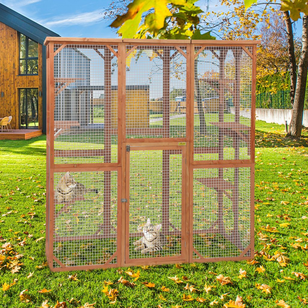 Extra Large Outdoor Wooden Rabbit Cat Dog Enclosure Catio Cage Retreat House for Pets DM 20220606162949 001