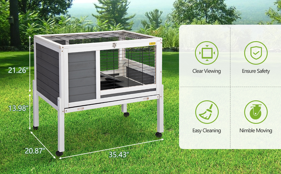 Raised Large Rabbit Hutch Bunny Cage with Removable Tray a6e3ca22 8836 4612 821b 2d095a8b975b. CR00970600 PT0 SX970 V1