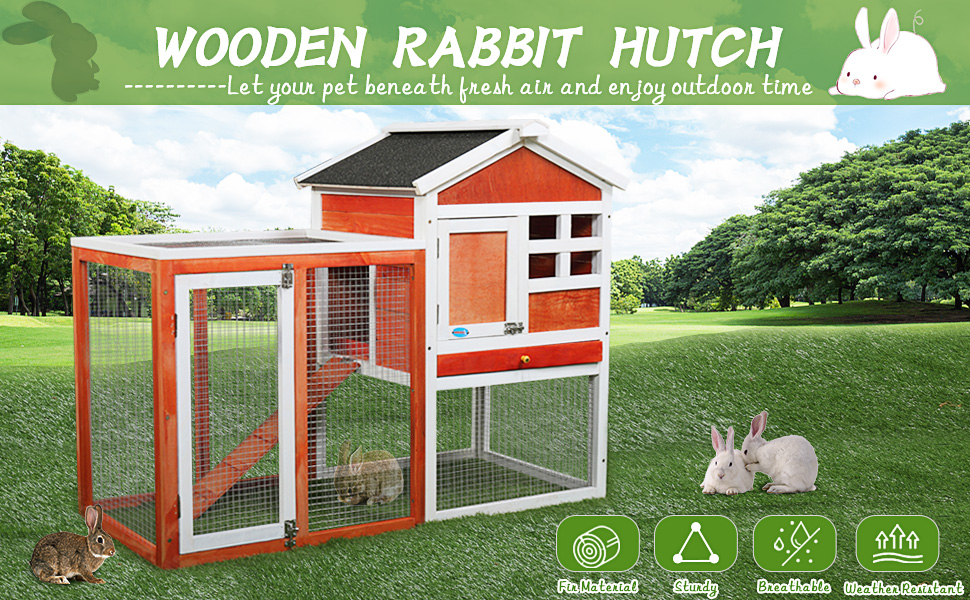 Two-Story Wooden Rabbit Hutch Chicken Coop Indoor Outdoor, Red ef8149c8 ac40 4746 91fa 86b92bf758ca. CR00970600 PT0 SX970 V1