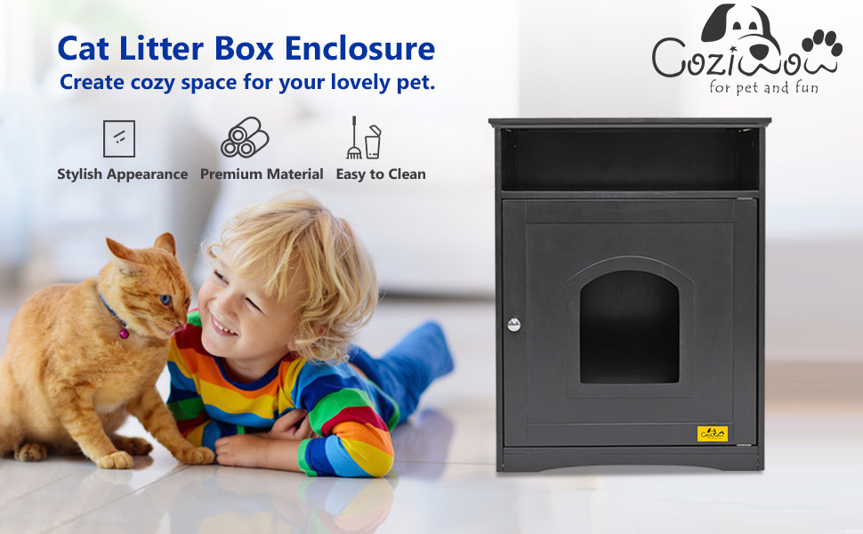 Enclosed Cat Litter Box Hidden Cabinet,Cat Washroom Bench, Black 0e7a03b3 4ba9 491b 8d72 ee3b4045c738. CR00970600 PT0 SX970 V1