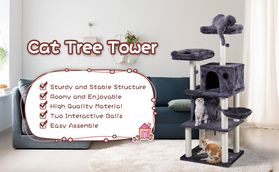 61” Cat Trees and Towers with Scratching Posts Condos Hammock Resting Perch 420b84ff 116e 43eb b7f9 b5e942f1ff4e. CR00970600 PT0 SX970 V1