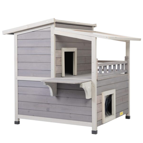 Weatherproof Outdoor Cat House with Transparent PVC Canopy CW12T0463 7