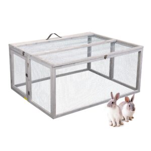 Wood Rabbit Hutch Portable Folding Bunny Cage w/ Large Mesh Run CW12U0500 rebeccaqiu1