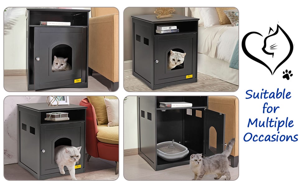 Enclosed Cat Litter Box Hidden Cabinet,Cat Washroom Bench, Black bcdb7453 aa94 4a8a 9ee6 c1c2f150dbaa. CR00970600 PT0 SX970 V1