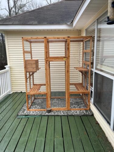 70"H Extra Large Wood Cat Enclosure| Walk-in Cat Playpen With Jumping Platforms, for 4 Cats, Orange photo review