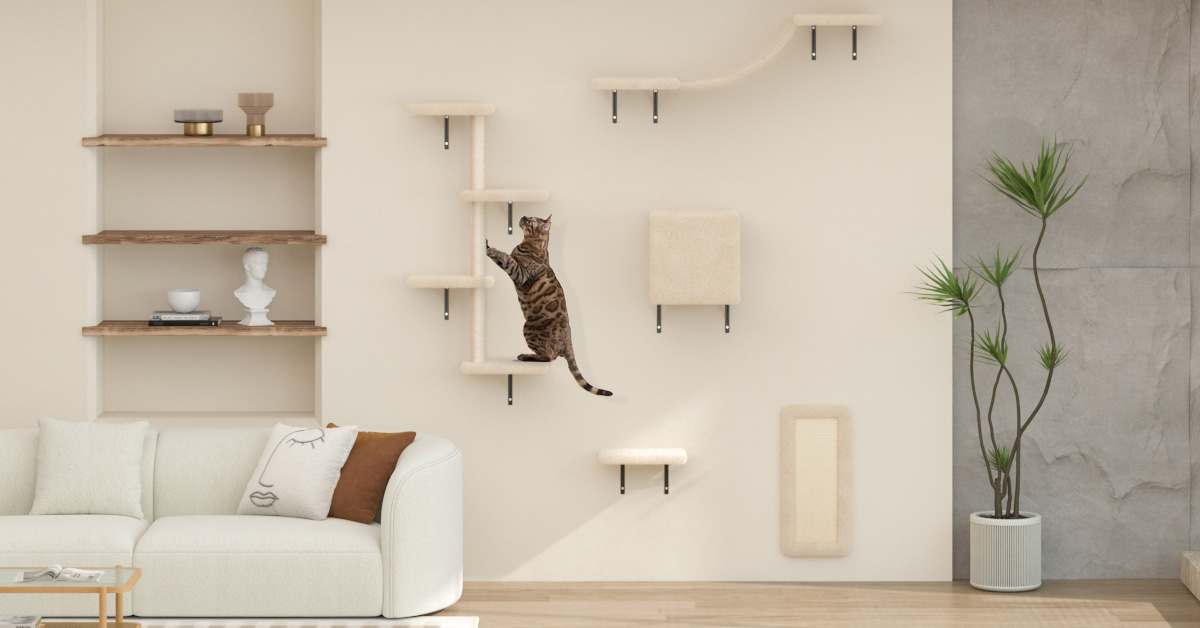 Coziwow Cat Tree Climber Shelves, 5 Pcs Wood Wall-Mounted Cat Climber Set, Beige CW12E0506 jmtbx1200x628Lulu 3