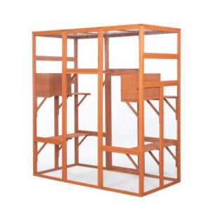 Coziwow Extra Large Wood Cat Enclosure| Walk-in Cat Playpen With Jumping Platforms, Orange CW12T0499 6