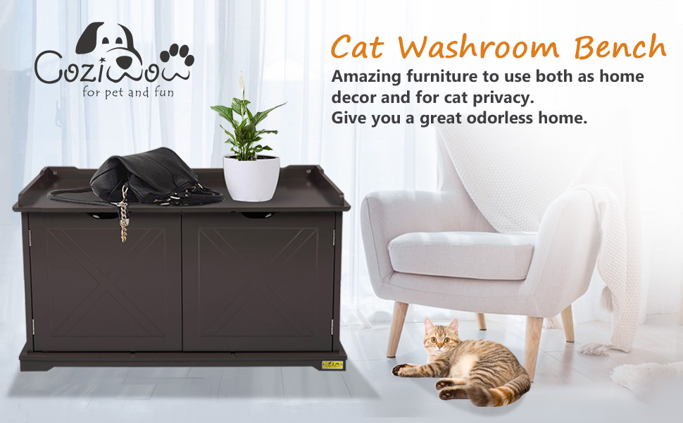 Coziwow Multifunctional Wooden Cat Washroom Storage Bench Litter Box Cabinet, Brown 001c7a99 f8d8 4826 a843 91d987e44ae3. CR00970600 PT0 SX970 V1
