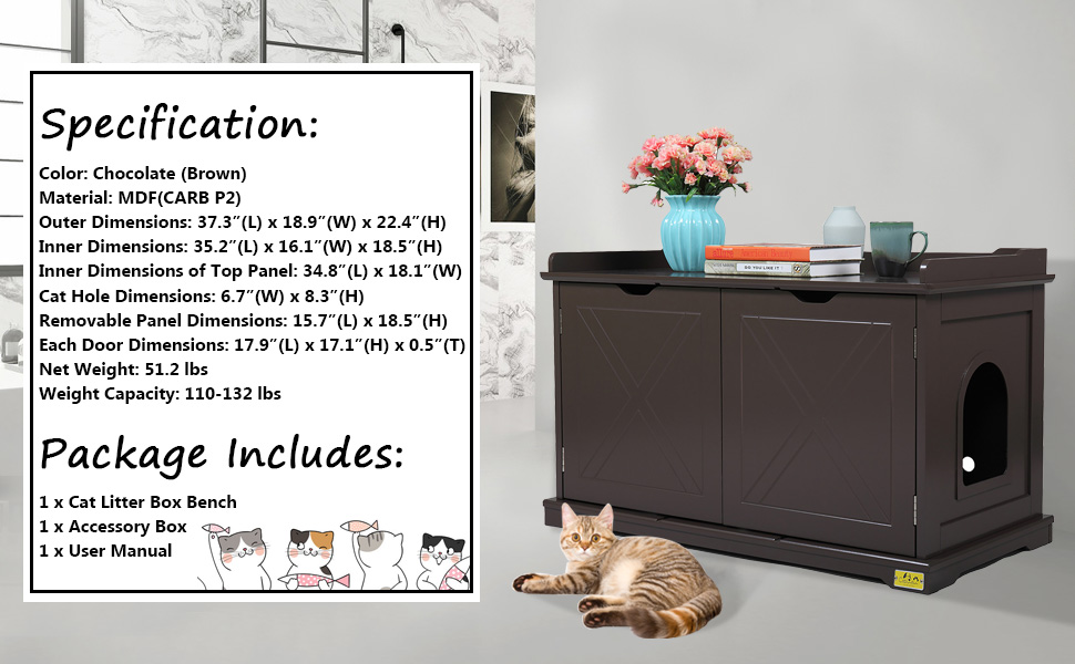 Coziwow Multifunctional Wooden Cat Washroom Storage Bench Litter Box Cabinet, Brown 07ab0ba5 a348 494d b438 8cdf2e6594e0. CR00970600 PT0 SX970 V1