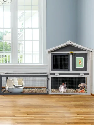 Coziwow Wooden 2 Story Rabbit Hutch Hamster Cage with Asphalt Top, 3 Lockable Door and Ventilated Mesh Wall 0b14eb2c d531 4c62 b478 792a4b54468b. CR00300400 PT0 SX300 V1