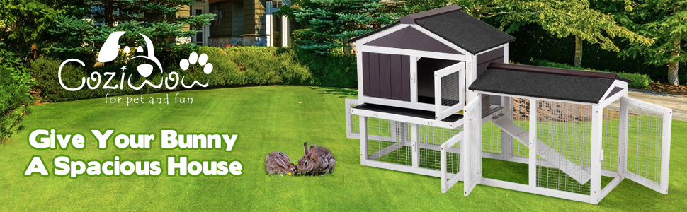 Coziwow 2 Story Rabbit Hutch Wooden Bunny Cage with Openable Roof, Removeable Tray, Ventilated Mesh, Gray+ Brown+ White 0e4dbd3f 768e 48a6 a9c7 8833c4b1f6b1. CR00970300 PT0 SX970 V1