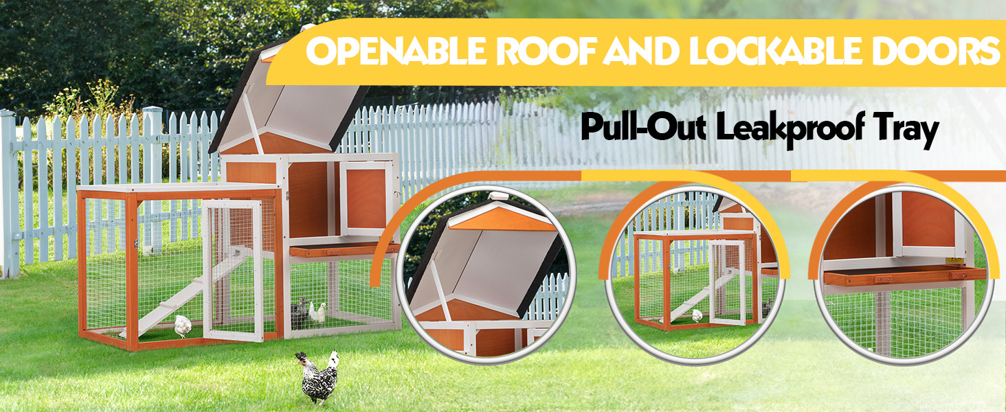 47″L 2-Story Wooden Rabbit Hutch With Hinged Asphalt Roof, for 1-2 Bunnies, Red + White 1 拷贝 3 Chicken Supplies