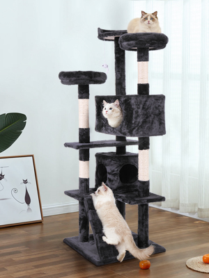 Coziwow 60″H Modern Cat Tree With Scratching Posts, Black 11933bc3 f97f 4cfc aae1 5465b62bee56. CR00300400 PT0 SX300 V1