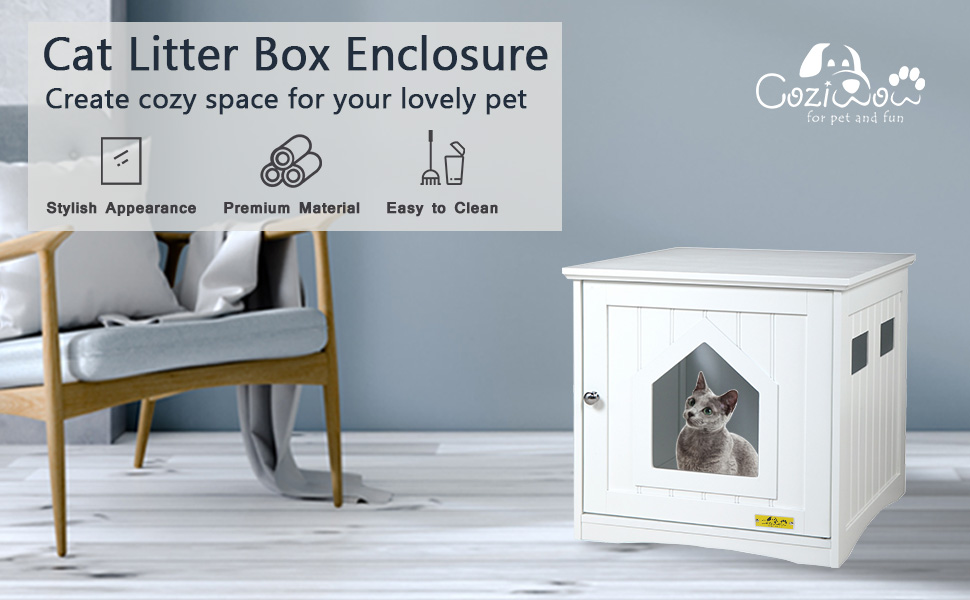 Coziwow 20" H Hideable Wooden Cat Litter Box Enclosure Nightstand w/ Pentagonal Hole, 4 Vents, White 1454e06d 723f 473d 8b6f b22b15cec33a. CR00970600 PT0 SX970 V1