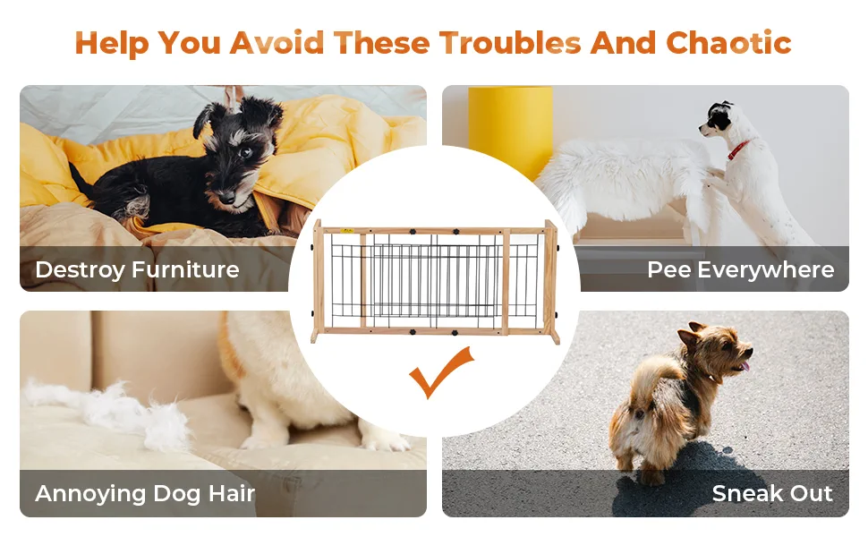 Coziwow Adjustable Freestanding Indoor Dog Gate, Width 38" to 71", Pinewood Safety Dog Fence, Suitable for Small to Medium,Natural Wood 16db2ebc 3e2f 4519 988f aa057b0f2760. CR00970600 PT0 SX970 V1