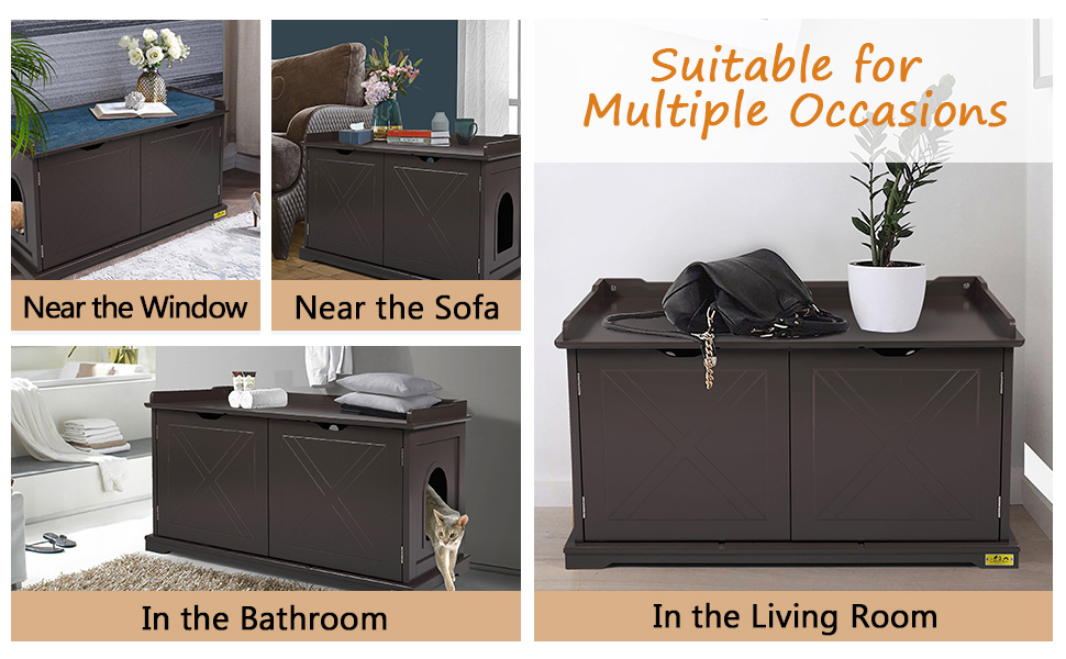 Coziwow Multifunctional Wooden Cat Washroom Storage Bench Litter Box Cabinet, Brown 1b0d9355 2416 46b8 ac69 2e295323df05. CR00970600 PT0 SX970 V1