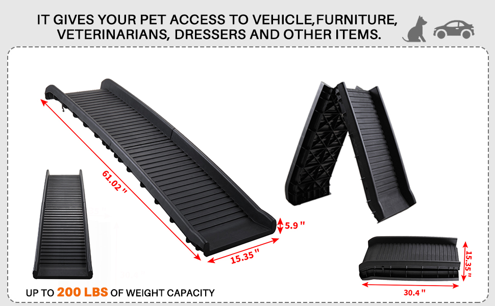 Coziwow Outdoor Portable Folding Pet Dog Ramp For Car With Non-Slip Surface, Rubber Feet, Buckle, Black 2481aeef 8173 4bcb 918a 66eb3623ae2b. CR00970600 PT0 SX970 V1