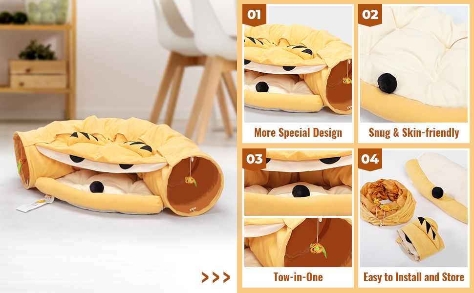 Coziwow Cat Tunnel Bed Hide Tunnel for Indoor Cats with Hanging Scratching Balls, Orange 2dd30599 168b 4d78 bb8f 2cc6a929e4b4. CR00970600 PT0 SX970 V1