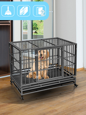 Coziwow 37" Heavy Duty Metal Double Door Large Dog Crate, High-End Stylish Dog Crate with a Flat Top, 4 360-Degree Rotating Casters 31e4c633 d915 4aa3 a1f1 3f6d201863e5. CR00300400 PT0 SX300 V1