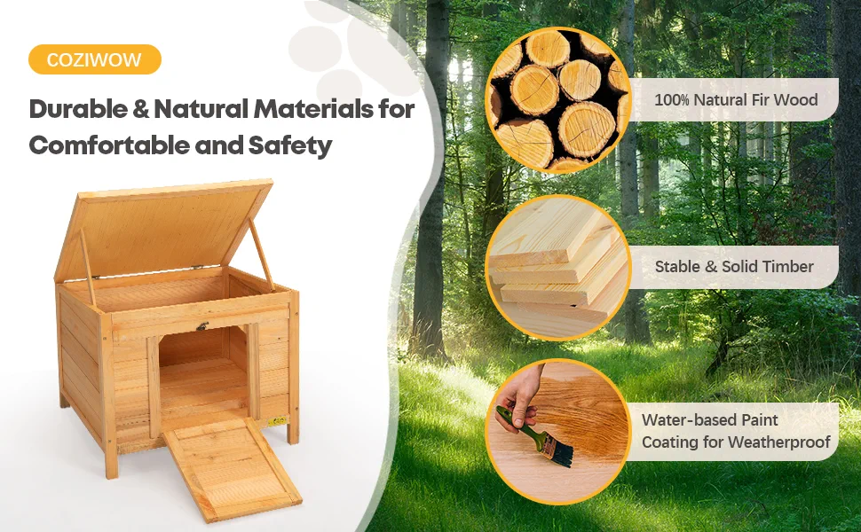 Coziwow 24″L Wooden Outdoor/Indoor Rabbit Enclosure With Waterproof Roof, Earth Yellow 3a719d12 8fed 425d 8bf1 736124f59886. CR00970600 PT0 SX970 V1