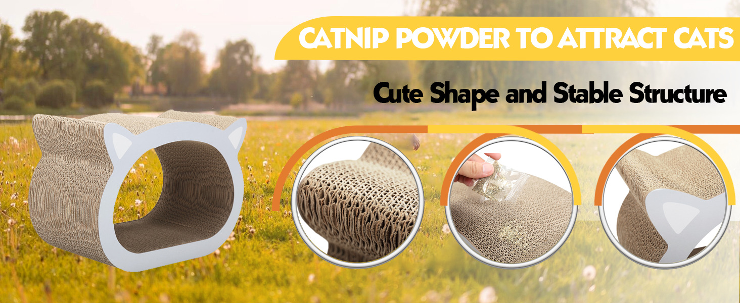 Coziwow Cat-Head Shaped Cat Scratcher Cardboard, Scratching Pad Bed, Natural Wood 4 1