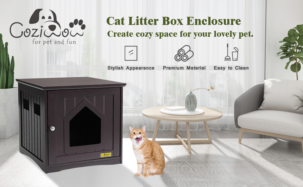 Coziwow Hideable Enclosed Cat Litter Box Cabinet, 18.9"L x 20"W x 20.2"H, Brown,Wooden 4239b508 78d0 4c56 8b6d 431473cb6e84. CR00970600 PT0 SX970 V1