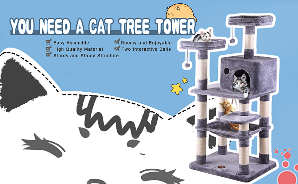 58” Multi-Level Cat Tree with Scratching Posts, Grey 4cbf464e cdb9 445a b01b 14bd68f83623. CR00970600 PT0 SX970 V1
