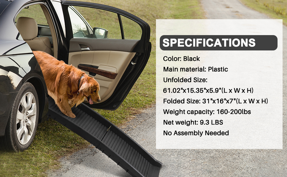 Coziwow Outdoor Portable Folding Pet Dog Ramp For Car With Non-Slip Surface, Rubber Feet, Buckle, Black 4d9c9e25 81b7 4d0b 94c8 eec6358a21e1. CR00970600 PT0 SX970 V1
