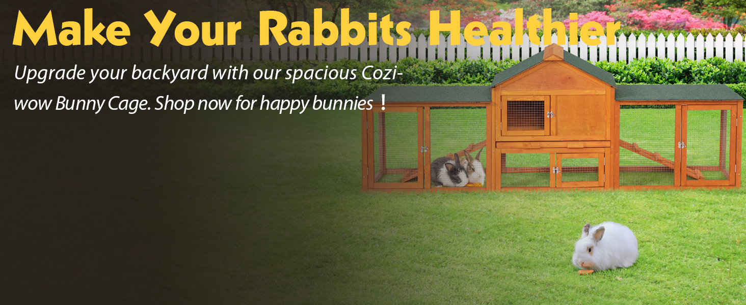 82"L Extra-Large Wooden Rabbit Cage With Double Runs, for 2-3 Bunnies 5 13 New Products
