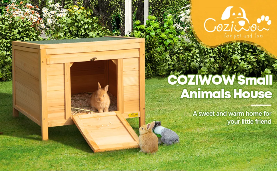 Coziwow 20″H Elevated Wooden Hutch For Rabbit With Lockable Front Door and Openable Green Asphalt Roof, Earth Yellow 54a1580c ae7e 4006 a7b7 9ae043a4a59f. CR00970600 PT0 SX970 V1