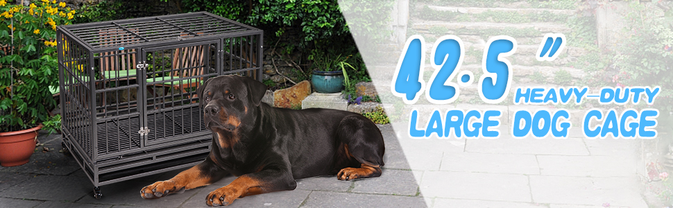 Coziwow 42" Heavy Duty Metal Large Dog Crate, High-End Stylish Dog Crate with a Flat Top, 4 360-Degree Rotating Casters, for Small to Large Dog 59fb625b f62d 4a78 8d29 5773d5e9024c. CR00970300 PT0 SX970 V1 1