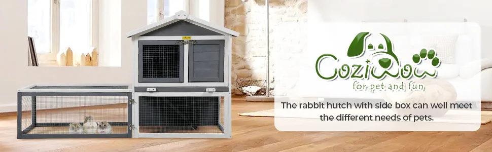Coziwow Wooden 2 Story Rabbit Hutch Hamster Cage with Asphalt Top, 3 Lockable Door and Ventilated Mesh Wall 60d50827 2e01 4356 9375 2cde0d7b4fb4. CR00970300 PT0 SX970 V1