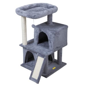 Coziwow 34" Cat Scratching Tree and Tower with Two Perches, Light Gray 668ef80c b1eb 447d 96dd 3efb6b197d1c