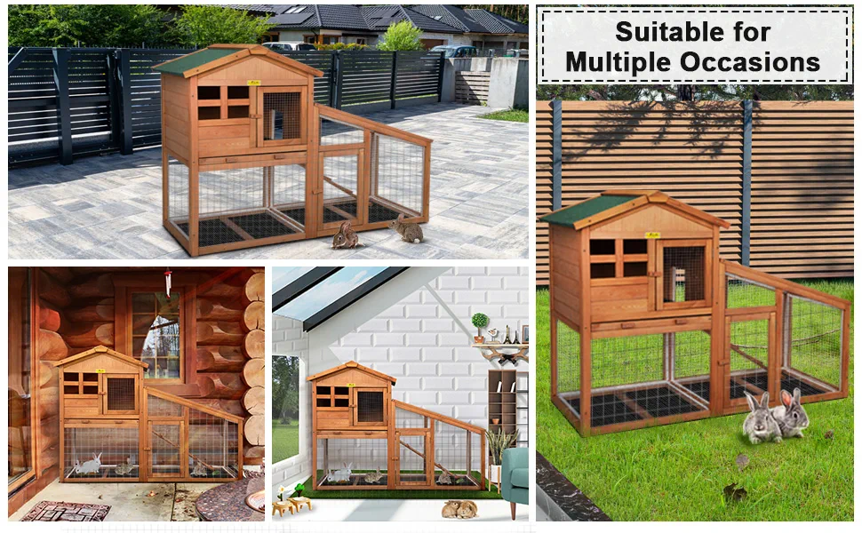 Coziwow 2-Story Wooden Rabbit Hutch, Indoor And Outdoor Bunny Cage Chicks Coop W/ Leak-Proof Tray and 2 Removable PVC Layers, Orange 673d90f7 5395 4285 9fa9 482caf608b03. CR00970600 PT0 SX970 V1