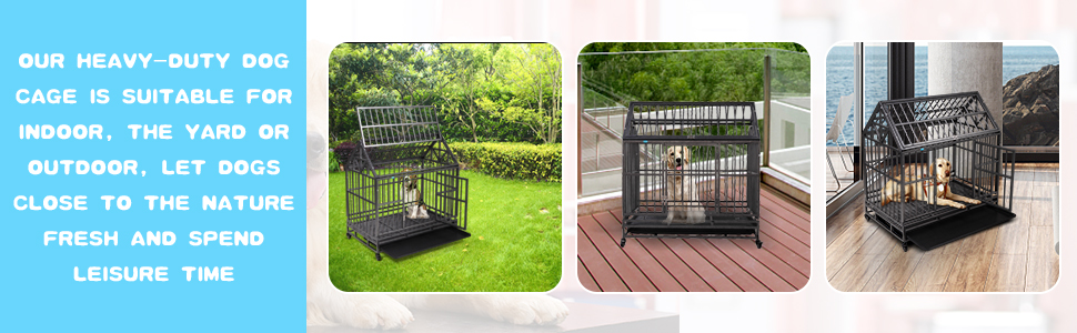 Coziwow 37" Heavy Duty Metal Double Door Large Dog Crate, High-End Stylish Dog Crate with a Pointed Top, 4 360-Degree Rotating Casters 68ea7dfa 7d96 41c0 b25d 9a4de3418a39. CR00970300 PT0 SX970 V1