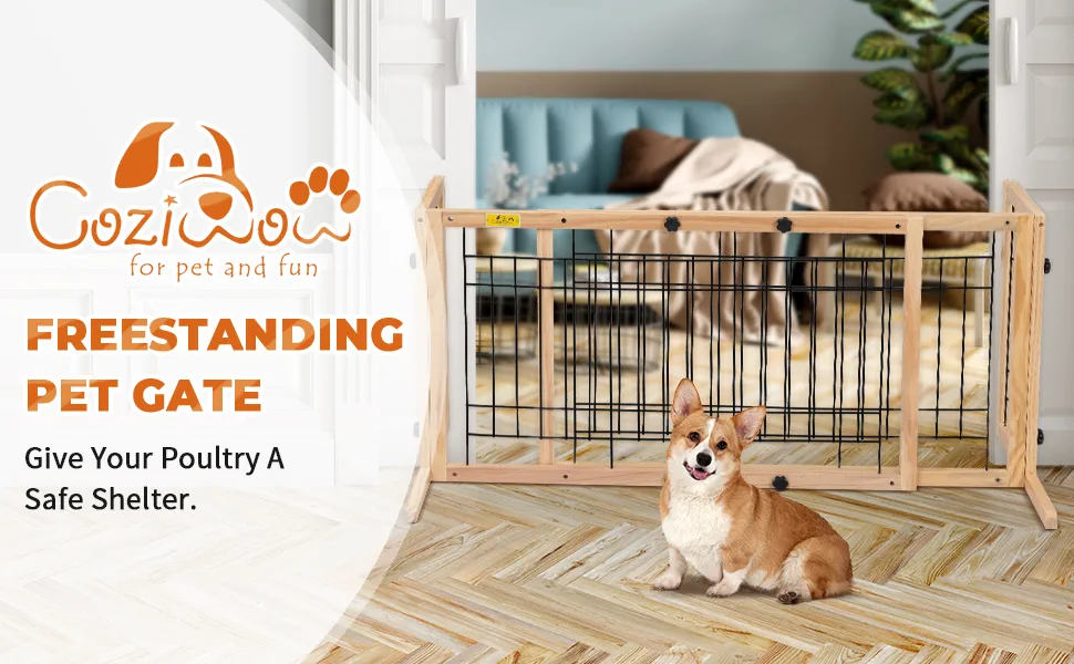 Coziwow Adjustable Freestanding Indoor Dog Gate, Width 38" to 71", Pinewood Safety Dog Fence, Suitable for Small to Medium,Natural Wood 69a5c24f e9a3 4ffc 8cc5 13d5ba72b9e2. CR00970600 PT0 SX970 V1