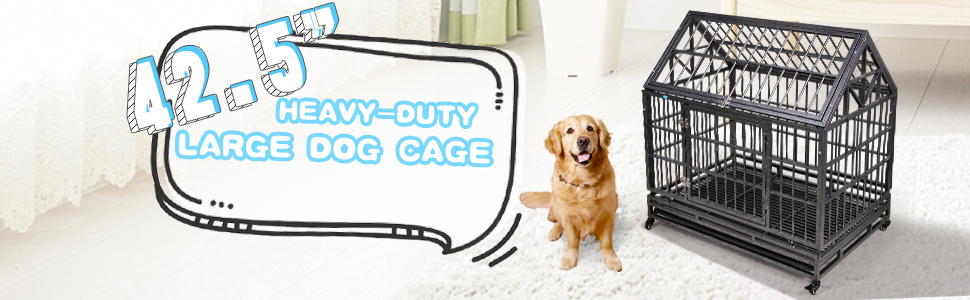 Coziwow 42" Heavy Duty Metal Dog Crate with a Gable Roof, High-End Stylish Dog Crate, 4 360-Degree Rotating Casters, For Small to Large Dog 6a2f2303 a702 4d2c b901 1576c591390a. CR00970300 PT0 SX970 V1