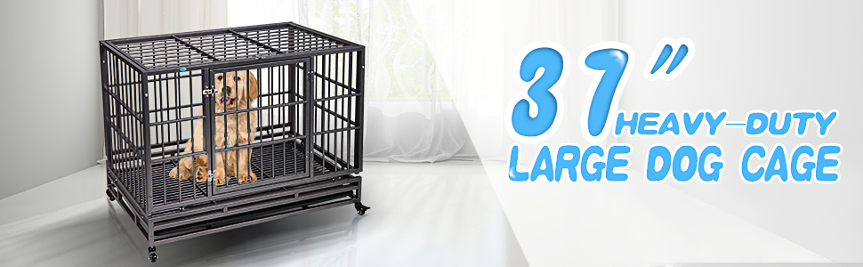 Coziwow 37" Heavy Duty Metal Double Door Large Dog Crate, High-End Stylish Dog Crate with a Flat Top, 4 360-Degree Rotating Casters 6d199199 59fb 45d8 908d 73096dd90e2d. CR00970300 PT0 SX970 V1