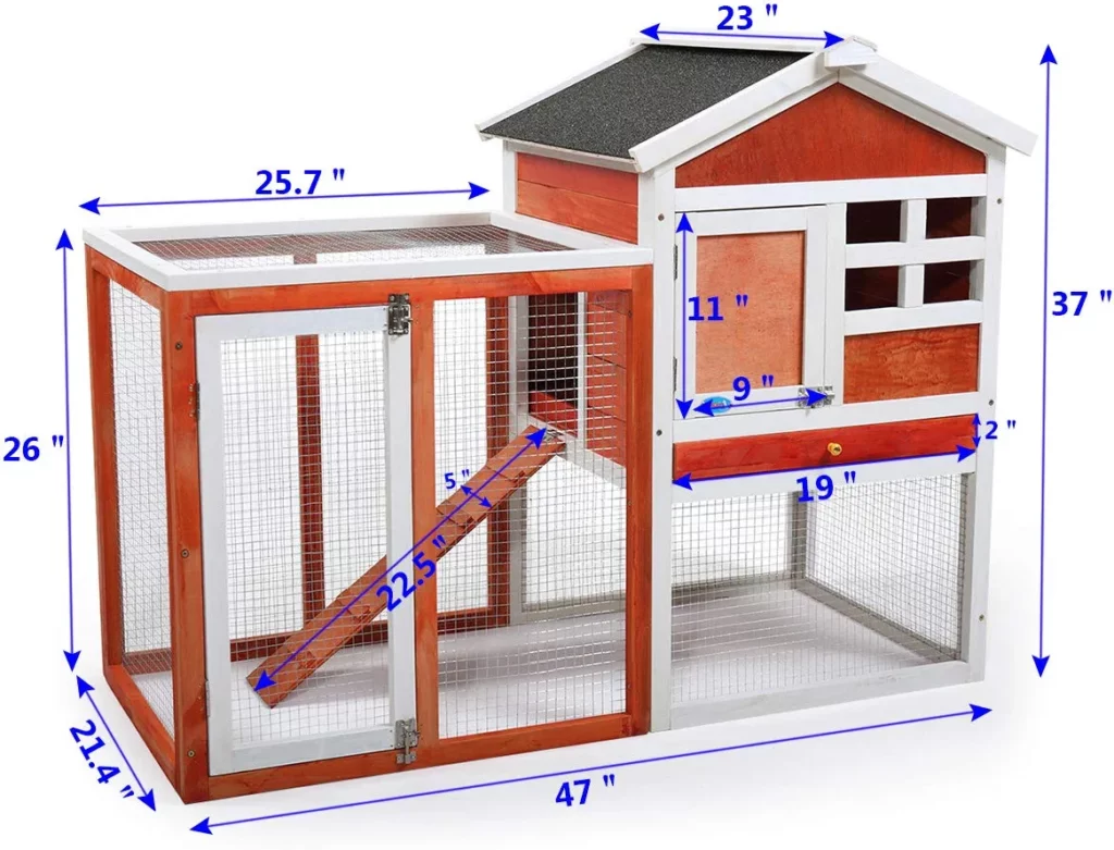 Coziwow Two-Story Wooden Large Rabbit Hutch Chicken Coop Indoor and Outdoor, Red 71Nq5Dw3fDL. AC SL1200