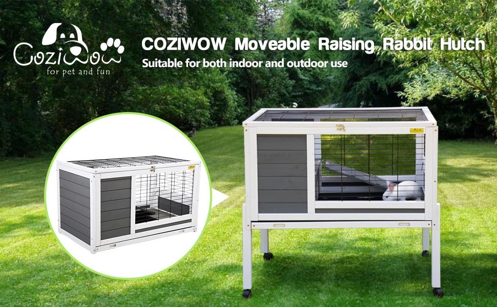 Coziwow Raised Large Rabbit Hutch Small Animal House, Indoor Outdoor Bunny Cage With Openable Roof and Removable Tray 76532ca0 99b5 462c 90b1 3cbf64fc24e6. CR00970600 PT0 SX970 V1