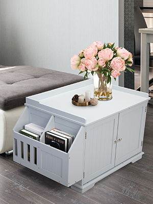 Coziwow Wooden Cat Litter Box Enclosure W/ Removable Partition & Magazine Rack, Gray 7a65f9e8 ee53 423b 8e50 e8a31af8f0e5. CR00300400 PT0 SX300 V1